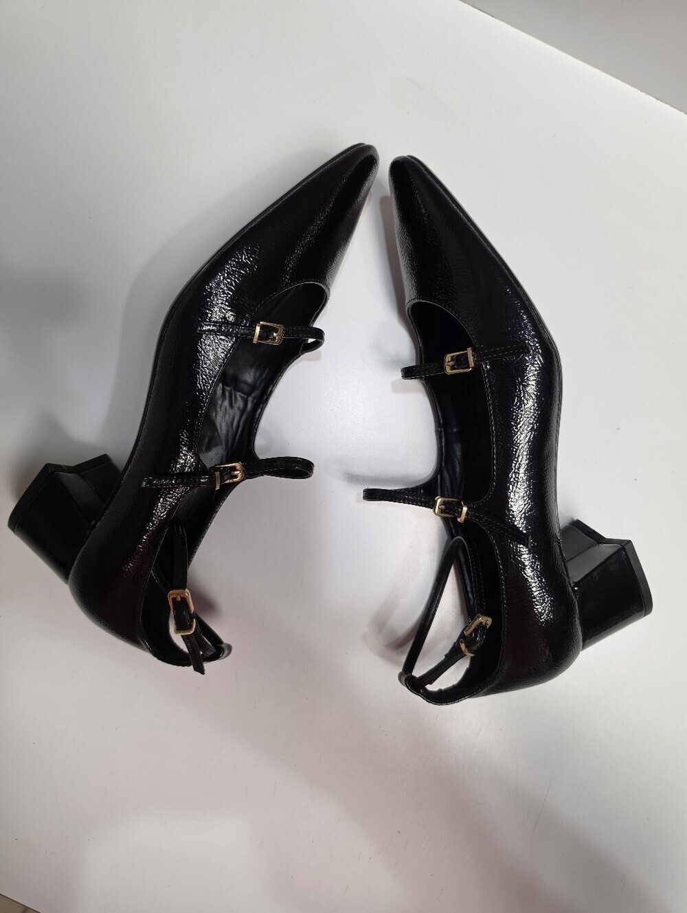 Zara Black Patent Leather Multi-Strap Mary Jane Shoes - Size (EU-41) 10 - 10.5 - Picture 9 of 12